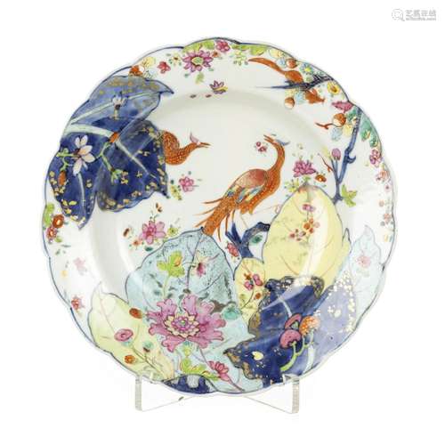 Chinese porcelain 'Tobacco Leaf' plate Qianlong