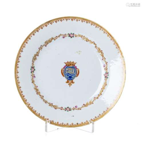 Chinese porcelain Armorial plate, Qianlong