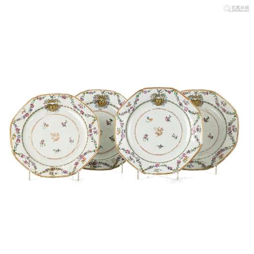 Four Chinese porcelain Armorial plates, Arms of Seton