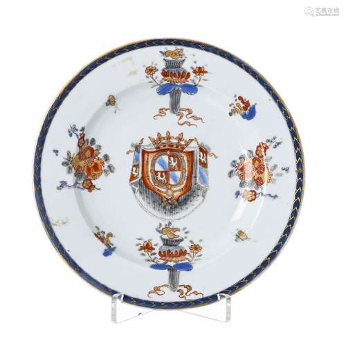 Chinese porcelain French Armorial plate, Qianlong