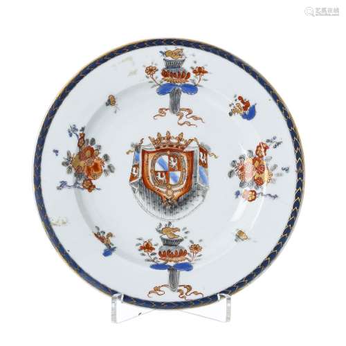 Chinese porcelain French Armorial plate, Qianlong