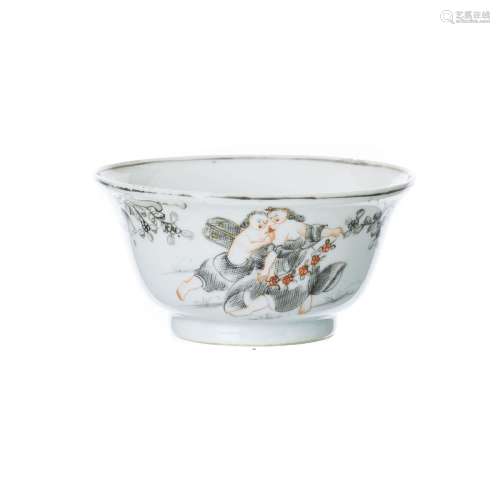 Chinese porcelain grisaille 'Venus and Cupid' bowl, Qianlong