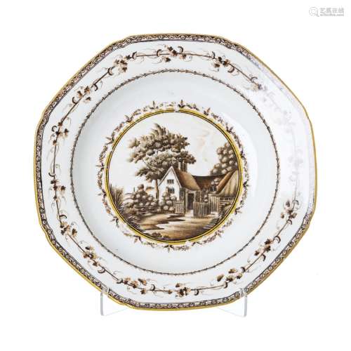 Chinese porcelain European subject 'cottage' plate, Qianlong