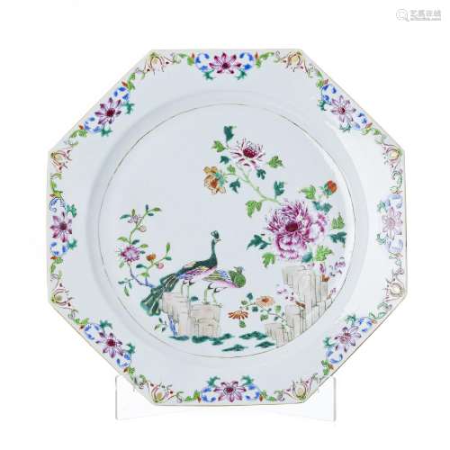Large Chinese porcelain 'Peacocks' plate, Qianlong
