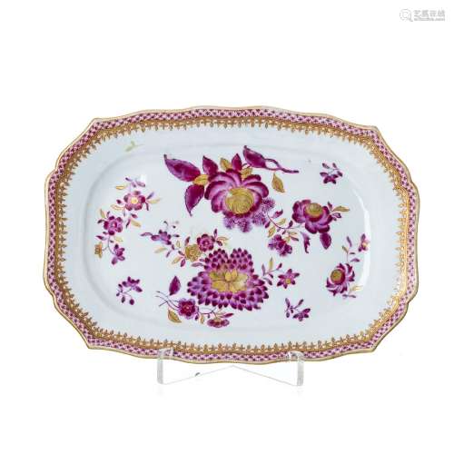 Chinese porcelain floral platter, Qianlong