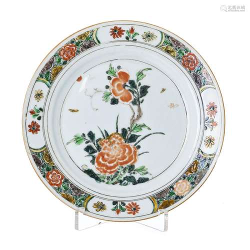 Chinese porcelain famille verte plate, Kangxi