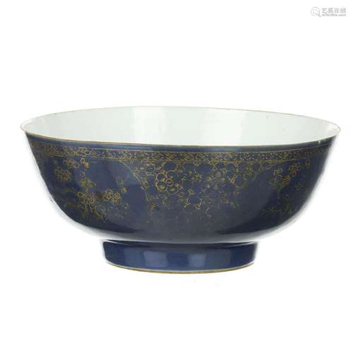 Chinese porcelain powder blue punch bowl, Kangxi