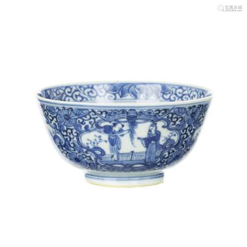 Chinese porcelain figural bowl, Guangxu