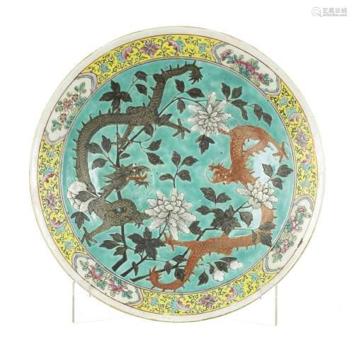 Chinese porcelain 'dragons' plate, Guangxu