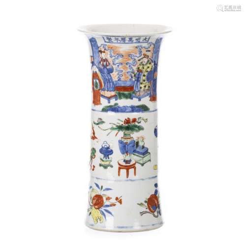 Chinese porcelain figural trumpet vase, Guangxu