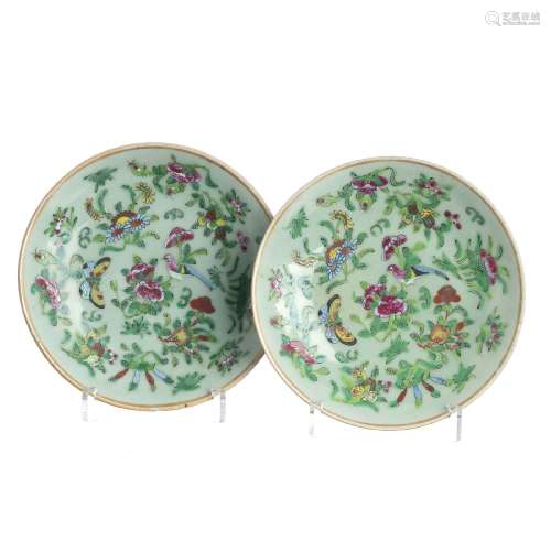 Pair of plates in chinese porcelain, Tongzhi