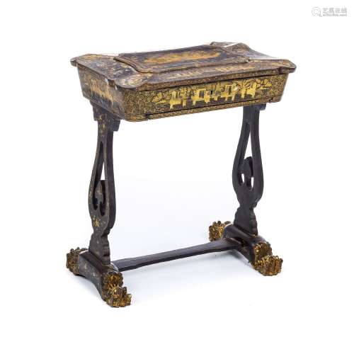 Chinese lacqueur sewing table, 19thC