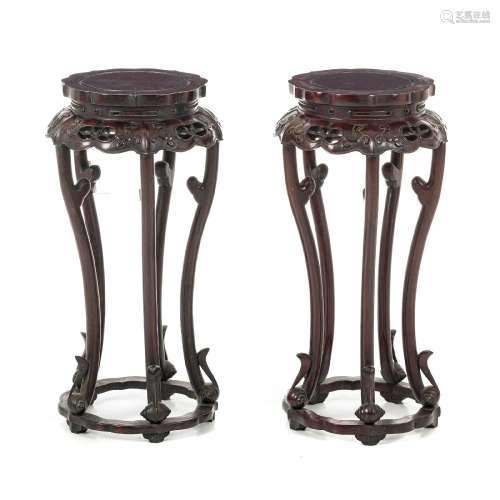 Pair of Chinese hongmu flower stands