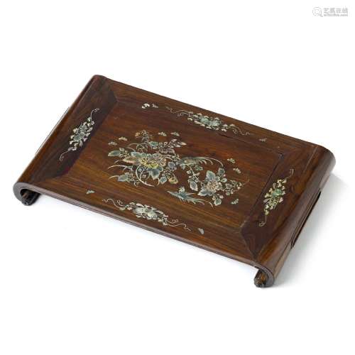 Chinese mother-of-pearl inlaid hongmu base