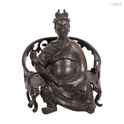 Fonctionnaire céleste assis en bronze. CHINE, dynastie Qing ...