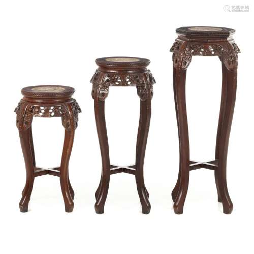 Three chinese flower vase stands