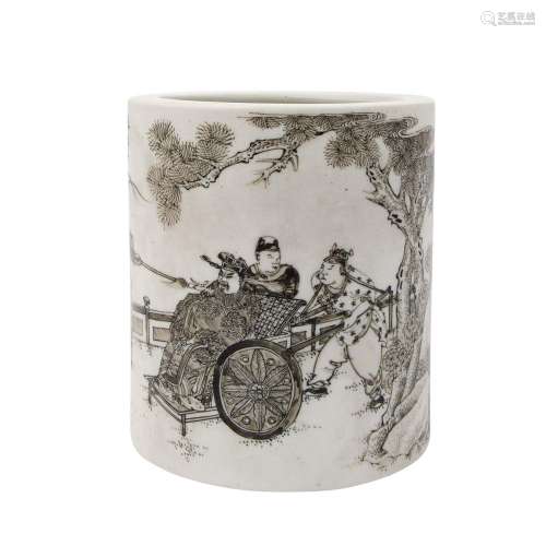 Gobelet à pinceau avec décor en grisaille. CHINE, scènes de ...