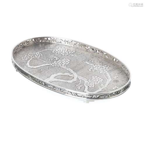 Chinese silver plum blossom tray