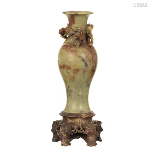 Chinese soapstone floral vase