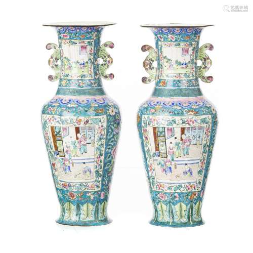 Pair of Canton enamel vases