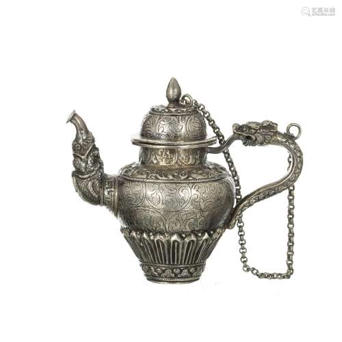Tibetan silver teapot, 19th century