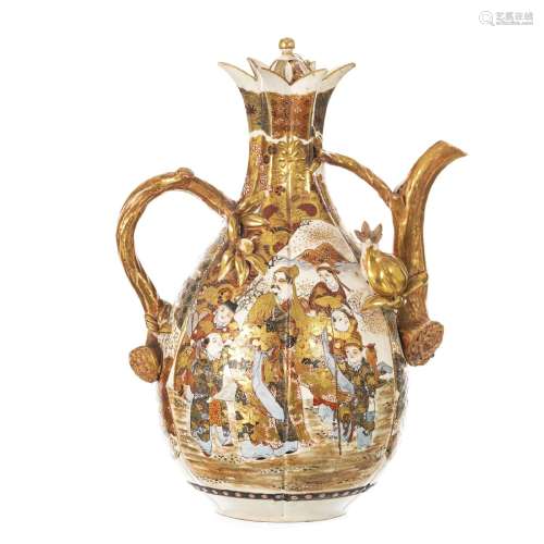 Japanese Satsuma ceramic lidded ewer