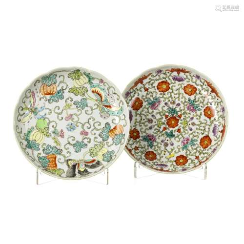 Two Chinese porcelain floral plates