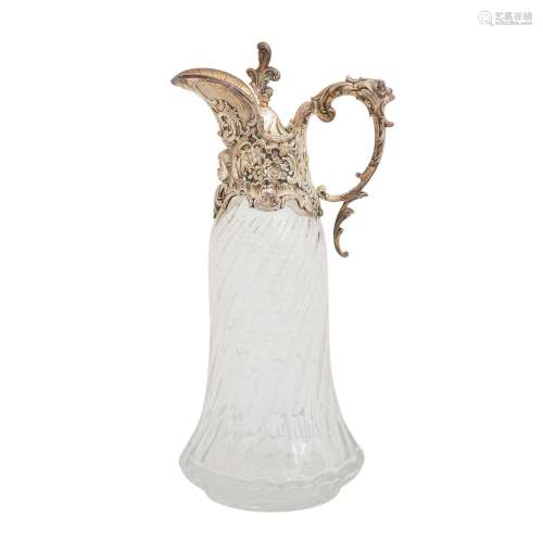 Carafe en verre avec monture en argent, 925, verre clair tai...