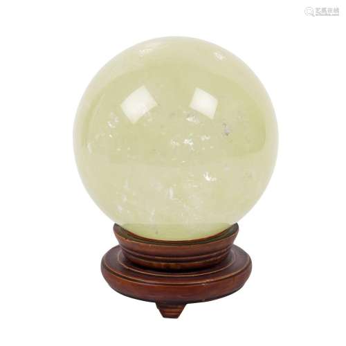 GRANDE BOULE DE CALCITE, Coloration jaune-vert, D : 20cm, Po...