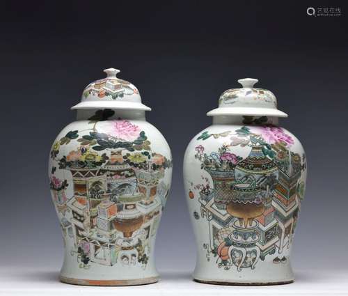 LATE QING, FAMILLE ROSE GENERAL HELMET JARS, PAIR