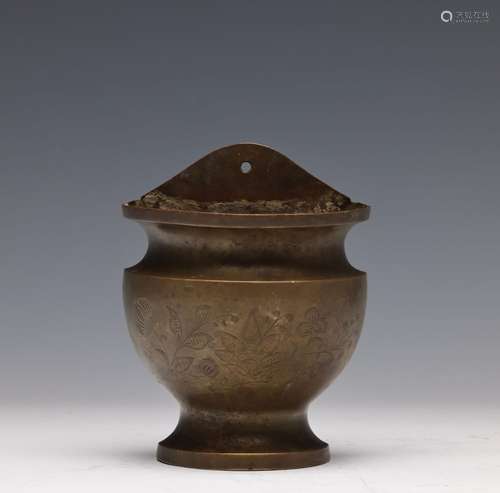 QING, A ZANKE BRASS WALL VASE