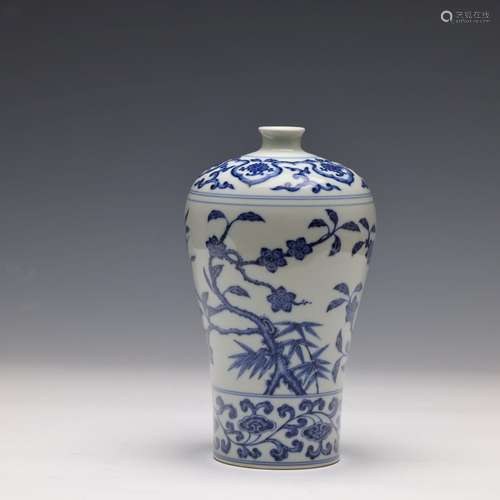 QING, BLUE AND WHITE MEIPING VASE