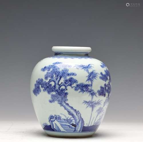 QING, BLUE & WHITE 'PLANTS OF WINTER' JAR