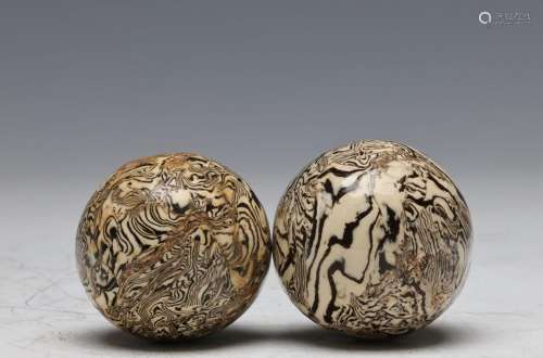 SONG, TWISTED GLAZED BALLS, PAIR