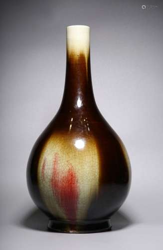 QING, FAMBE GLAZED BILE BOTTLE VASE