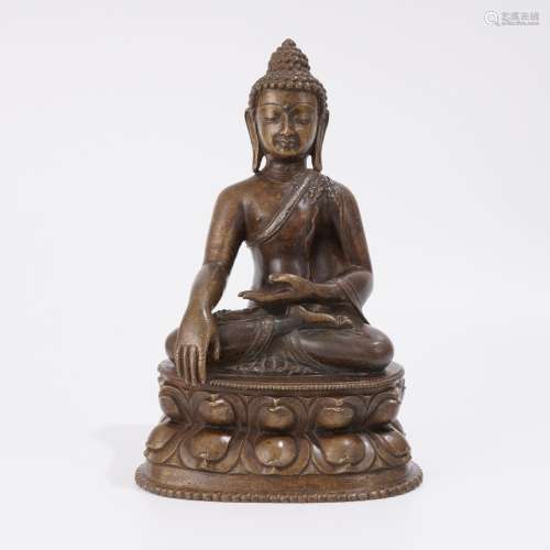 BRASS CAST SEATED SAKYAMUNI BUDDHA