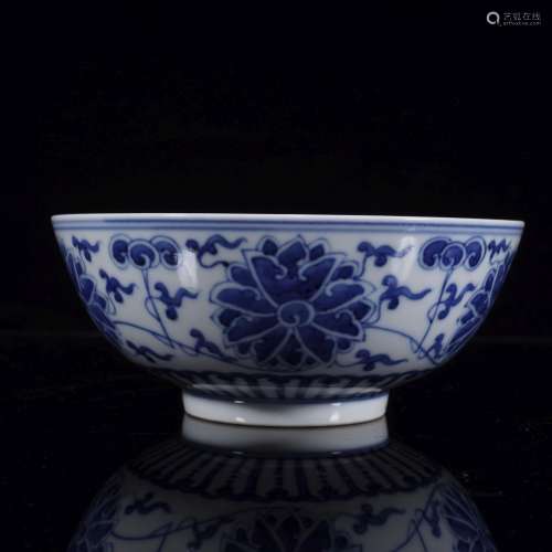 QING, BLUE AND WHITE LOTUS BOWL