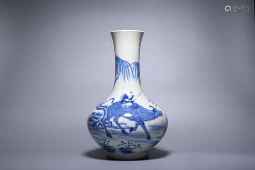 QING, BLUE AND WHITE GOBULAR VASE