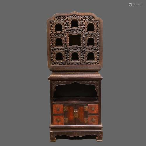 CHINESE QING DYNASTY RED SANDALWOOD BUDDHIST NICHES