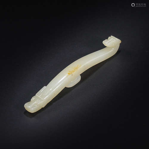 CHINESE QING DYNASTY HETIAN JADE BELT HOOK