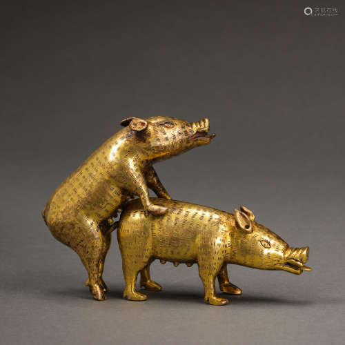 CHINESE TANG DYNASTY GILT BRONZE BUDDHIST ORNAMENT