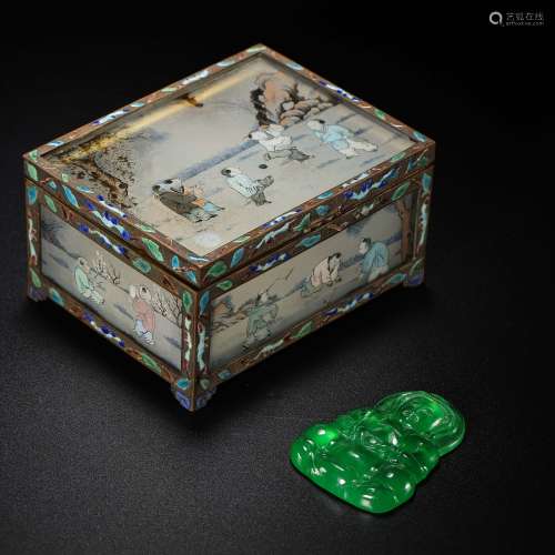 A SET OF CHINESE QING DYNASTY GLASS FLOWER JEWELRY BOX AND J...
