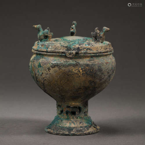 CHINA'S WAR AND HAN DYNASTY BRONZE STEM CUP