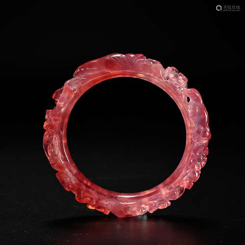 CHINESE QING DYNASTY RED JADEITE BRACELET