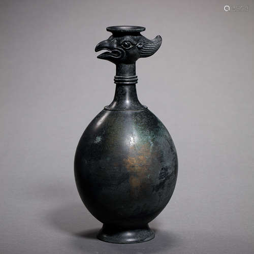 CHINA'S WAR AND HAN DYNASTY BRONZE PHOENIX HEAD VASE