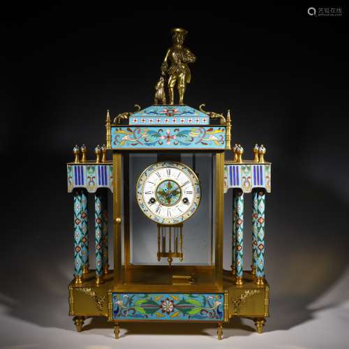 清 銅鎏金景泰藍鐘錶