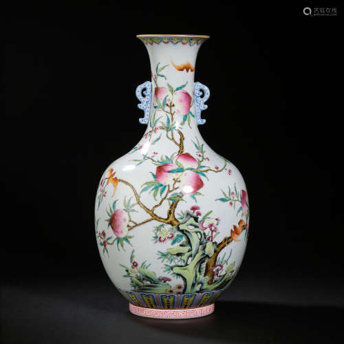 18TH CENTURY CHINESE QING DYNASTY QIANLONG FAMILLE ROSE AMPH...