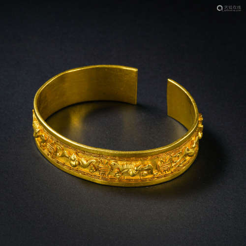 PURE GOLD BRACELET MADE BY THE COURT OF THE QING DYNASTY IN ...
