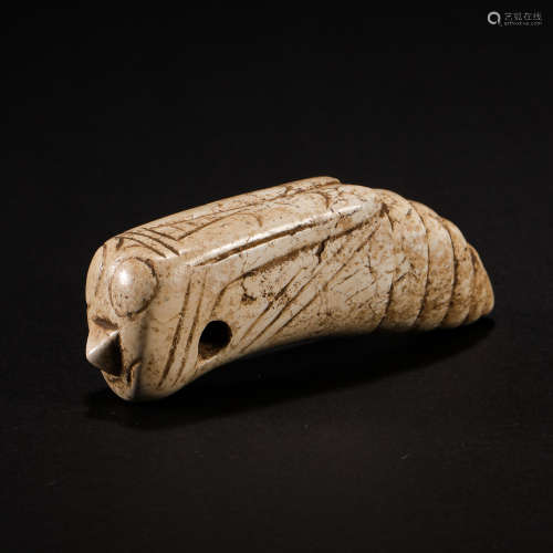 CHINESE NEOLITHIC HONGSHAN CULTURE CHICKEN BONE WHITE JADE G...