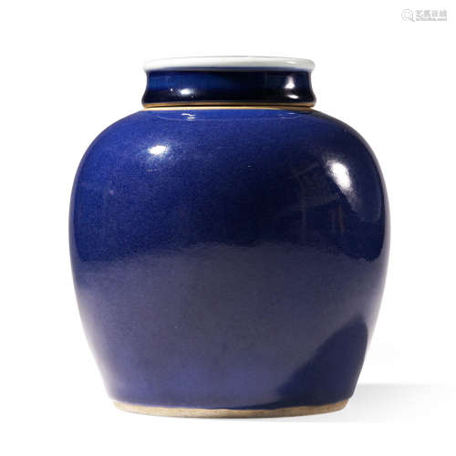 清中期 霁蓝釉盖罐